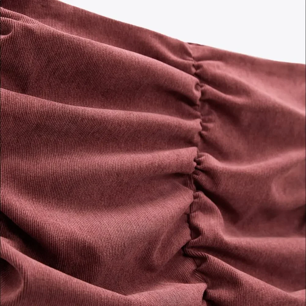 ZARA Blush Ruched Mini Skirt Size XS